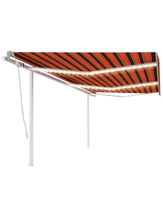 Izvelkama markīze ar led, 6x3 m, manuāla, oranža un brūna