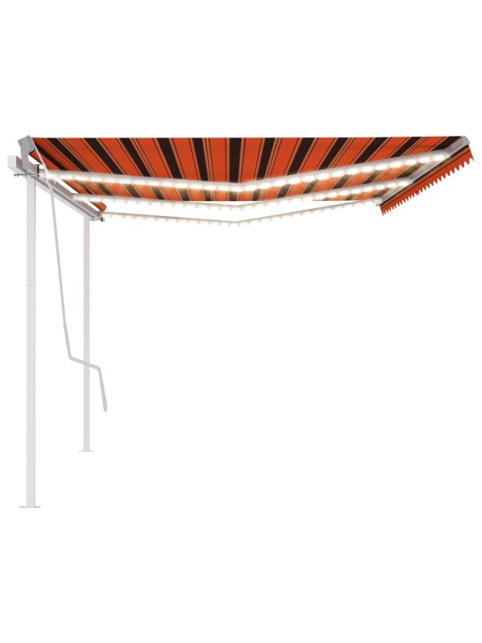 Izvelkama markīze ar led, 6x3 m, manuāla, oranža un brūna
