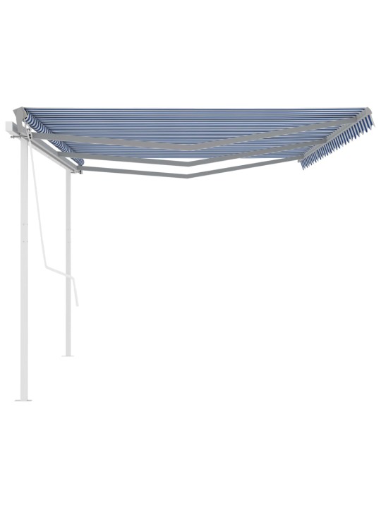 Izvelkama markīze ar kātiem, 6x3 m, automātiska, zili balta