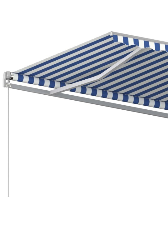 Izvelkama markīze ar kātiem, 6x3 m, automātiska, zili balta