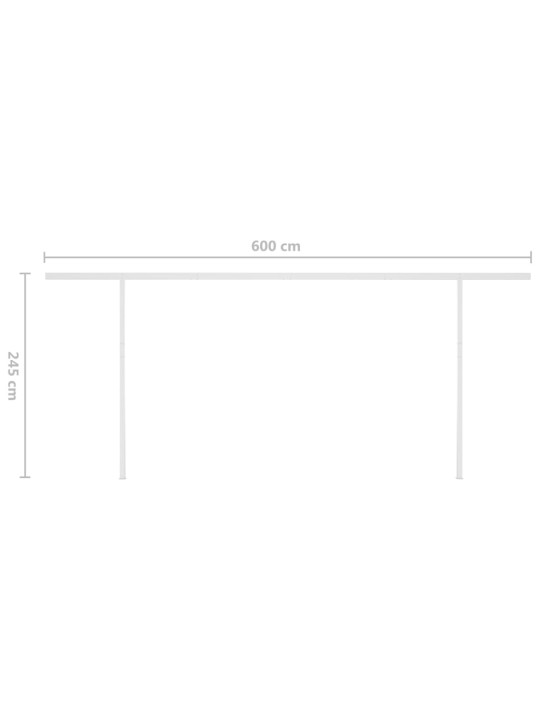 Izvelkama markīze ar kātiem, 6x3 m, automātiska, krēmkrāsas