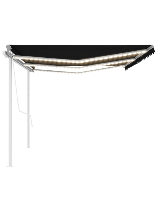 Izvelkama markīze ar led un vēja sensoru, antracītpelēka, 6x3 m