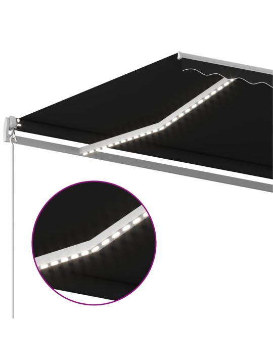 Izvelkama markīze ar led un vēja sensoru, antracītpelēka, 6x3 m