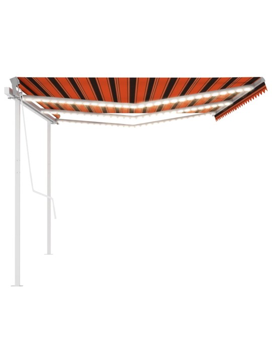 Izvelkama markīze ar led un vēja sensoru, 6x3 m, oranži brūna