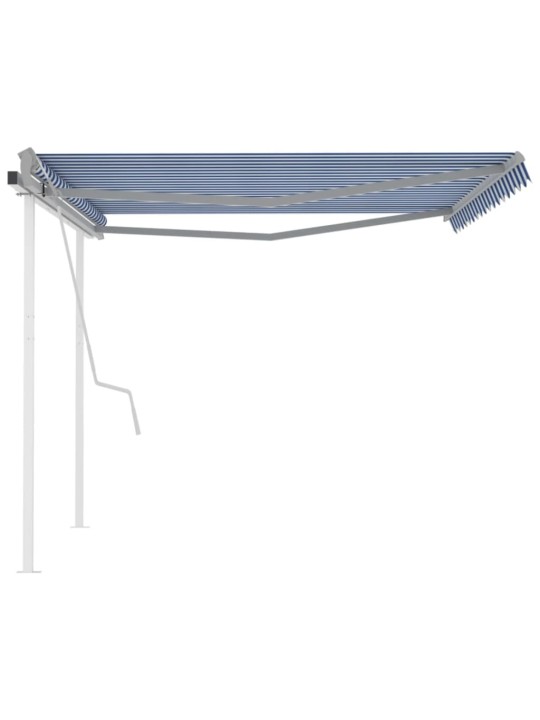 Izvelkama markīze ar kātiem, 4x3,5 m, manuāla, zili balta