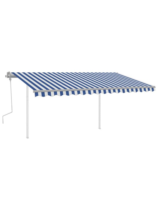 Izvelkama markīze ar led, 4x3,5 m, manuāla, zili balta