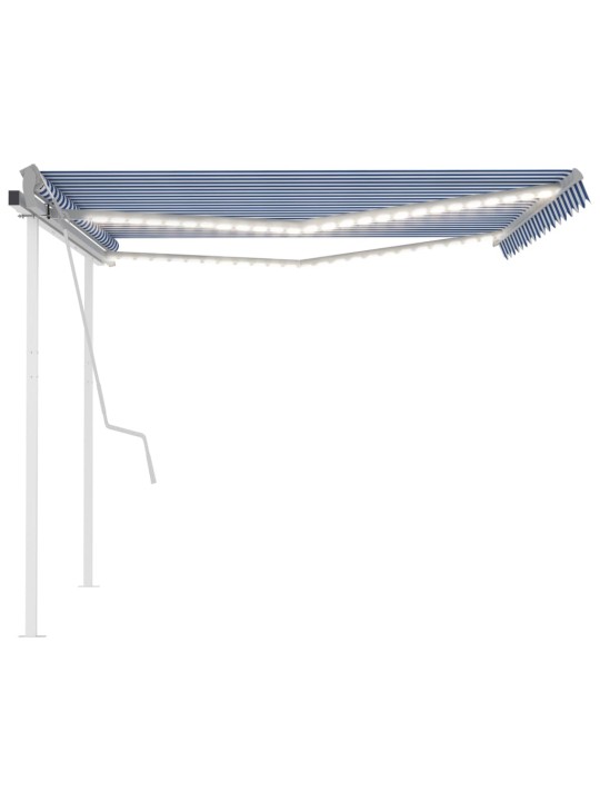 Izvelkama markīze ar led, 4x3,5 m, manuāla, zili balta