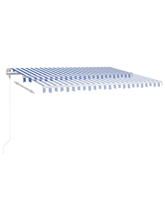 Izvelkama markīze ar led, 4x3,5 m, manuāla, zili balta