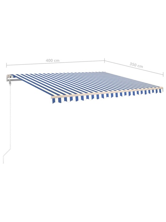 Izvelkama markīze ar led, 4x3,5 m, manuāla, zili balta