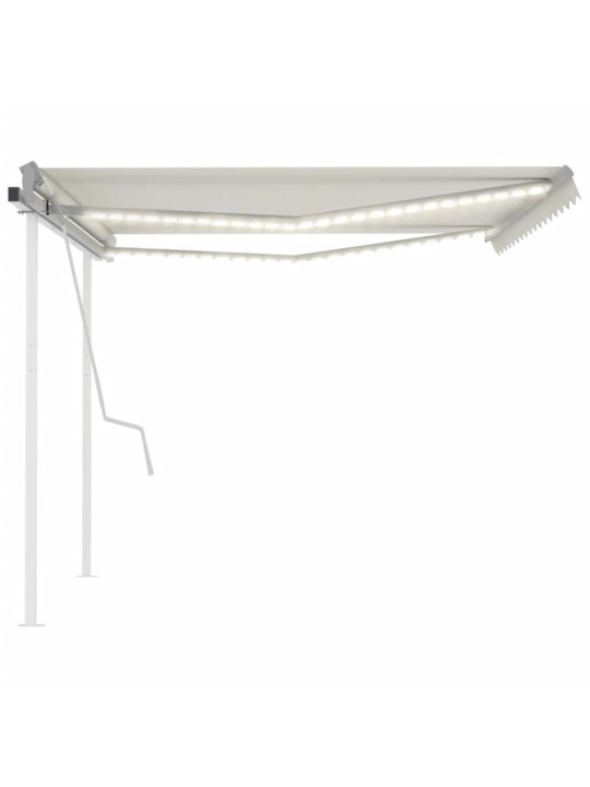 Izvelkama markīze ar LED, 4x3,5 m, manuāla, krēmkrāsas