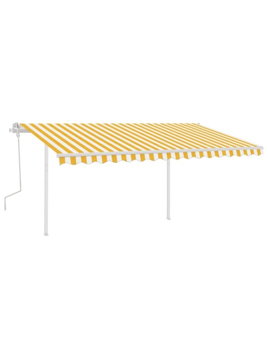 Izvelkama markīze ar led, 4x3,5 m, manuāla, dzeltena, balta