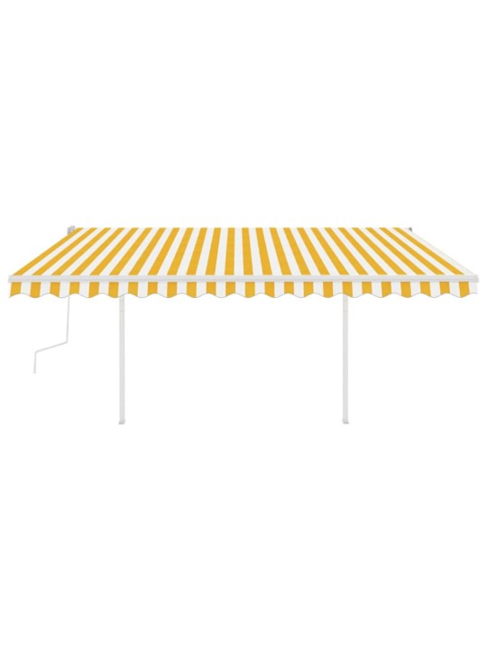 Izvelkama markīze ar led, 4x3,5 m, manuāla, dzeltena, balta