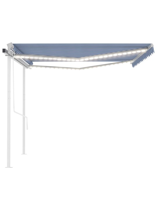 Izvelkama markīze ar led un vēja sensoru, 4x3,5m, zila ar baltu
