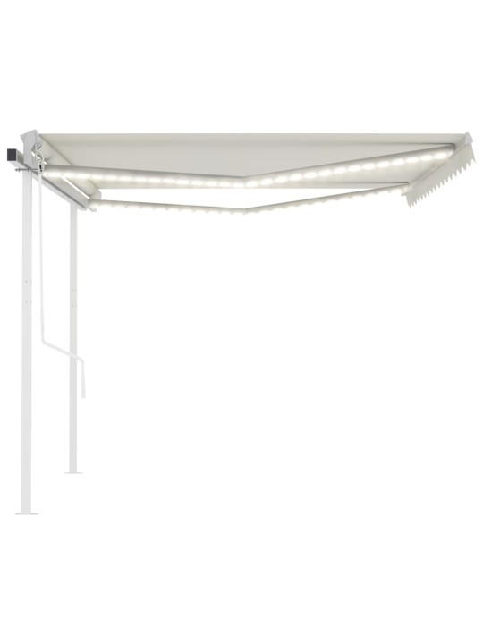 Izvelkama markīze ar LED un vēja sensoru, 4x3,5 m, krēmkrāsas