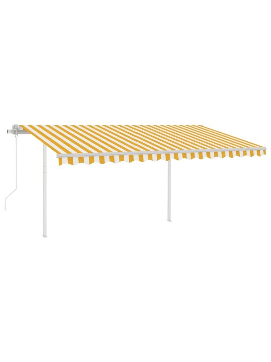 Izvelkama markīze ar led un vēja sensoru, 4x3,5 m, dzeltenbalta