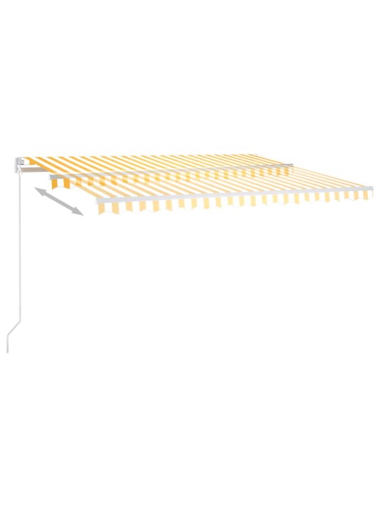 Izvelkama markīze ar led un vēja sensoru, 4x3,5 m, dzeltenbalta