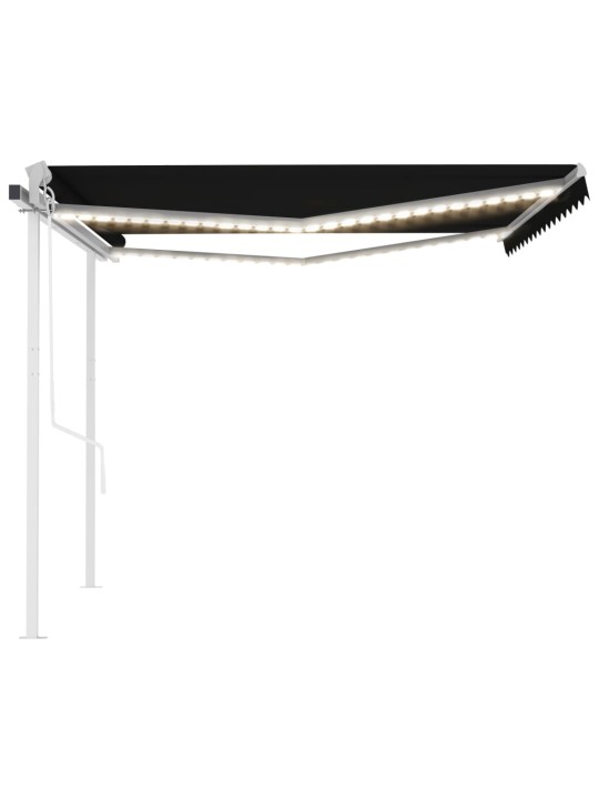 Izvelkama markīze ar led, vēja sensoru, 4x3,5 m, antracītpelēka