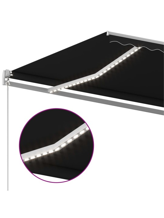 Izvelkama markīze ar led, vēja sensoru, 4x3,5 m, antracītpelēka