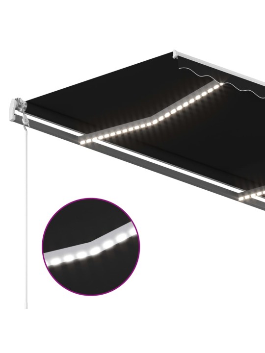 Izvelkama markīze ar led, 4,5x3,5 m, manuāla, antracītpelēka