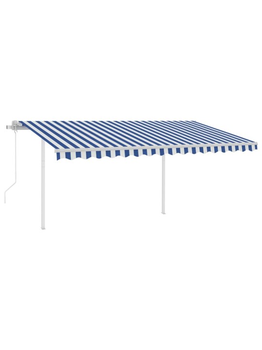 Izvelkama markīze ar led un vēja sensoru, 4,5x3,5 m, zili balta