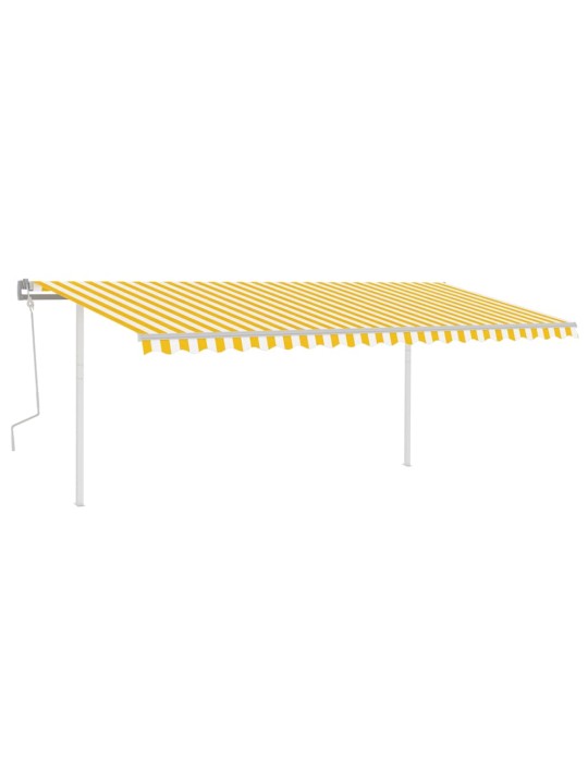 Izvelkama markīze ar led, 5x3,5 m, manuāla, dzeltena, balta