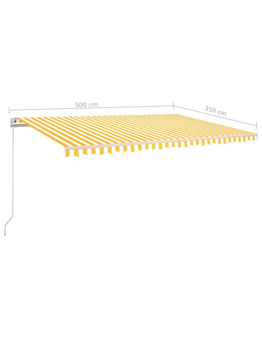Izvelkama markīze ar led un vēja sensoru, 5x3,5 m, dzeltenbalta
