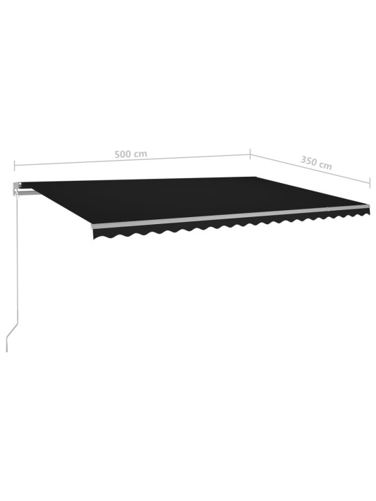 Izvelkama markīze ar led, vēja sensoru, 5x3,5 m, antracītpelēka