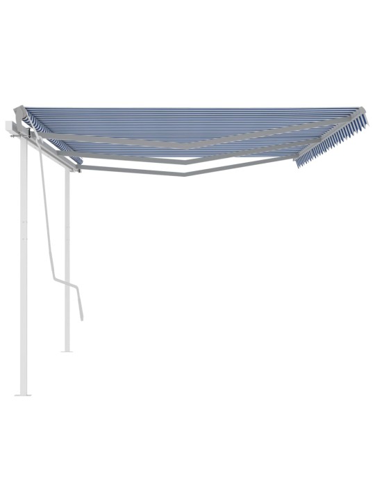 Izvelkama markīze ar kātiem, 6x3,5 m, manuāla, zili balta