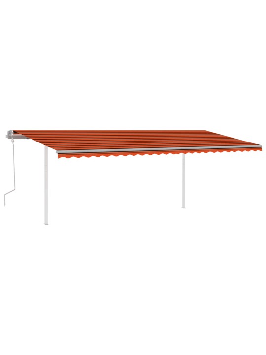 Izvelkama markīze ar kātiem, 6x3,5 m, manuāla, oranža un brūna