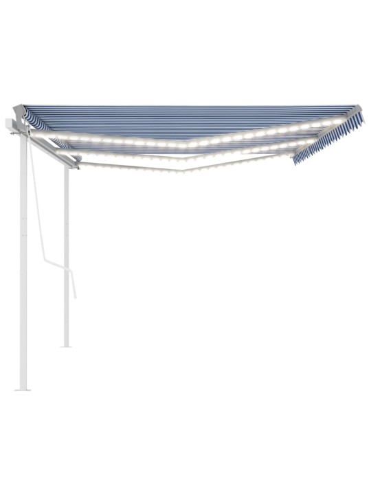 Izvelkama markīze ar led, 6x3,5 m, manuāla, zila un balta