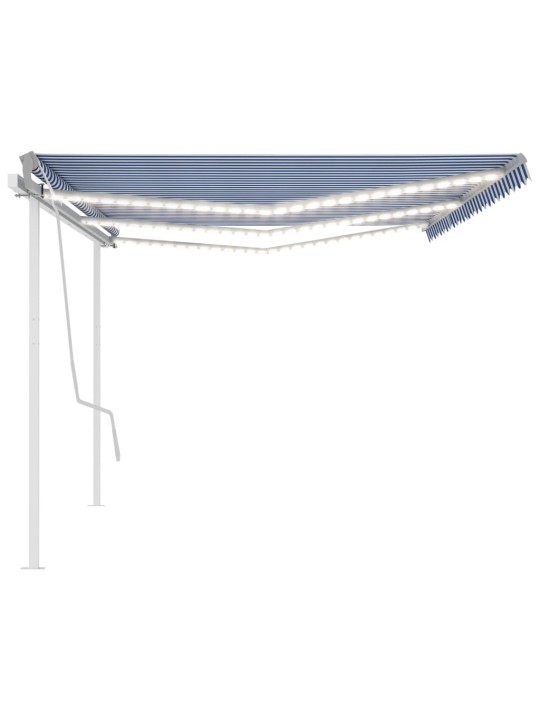 Izvelkama markīze ar led un vēja sensoru, 6x3,5m, zila ar baltu