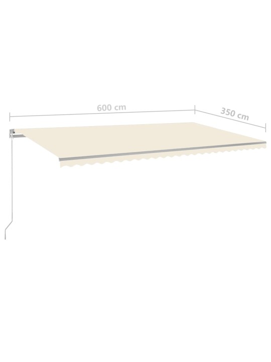 Izvelkama markīze ar led un vēja sensoru, 6x3,5 m, krēmkrāsas