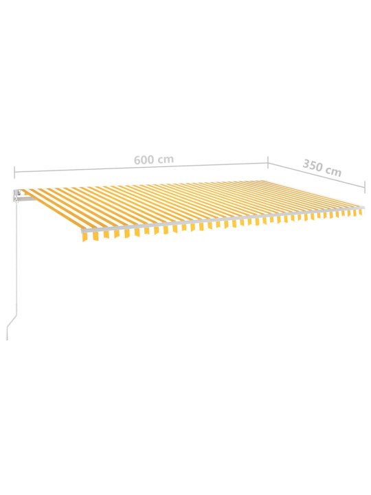 Izvelkama markīze ar led un vēja sensoru, 6x3,5 m, dzeltenbalta