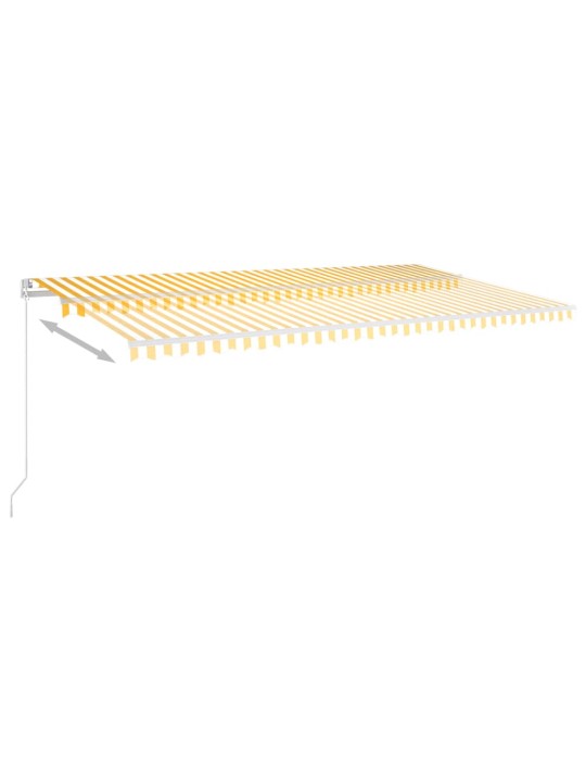 Izvelkama markīze ar led un vēja sensoru, 6x3,5 m, dzeltenbalta