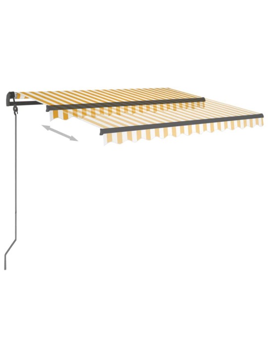 Izvelkama markīze ar stabiem, 3x2,5 m, manuāla, dzelteni balta