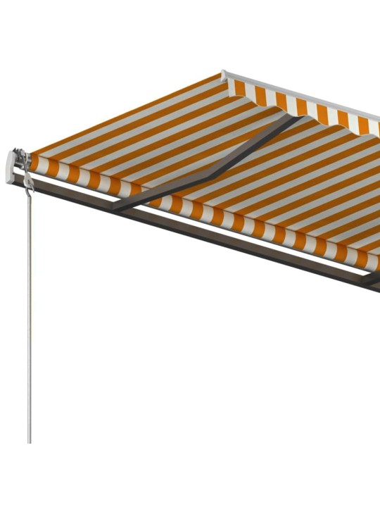 Izvelkama markīze ar stabiem, 3x2,5 m, manuāla, dzelteni balta