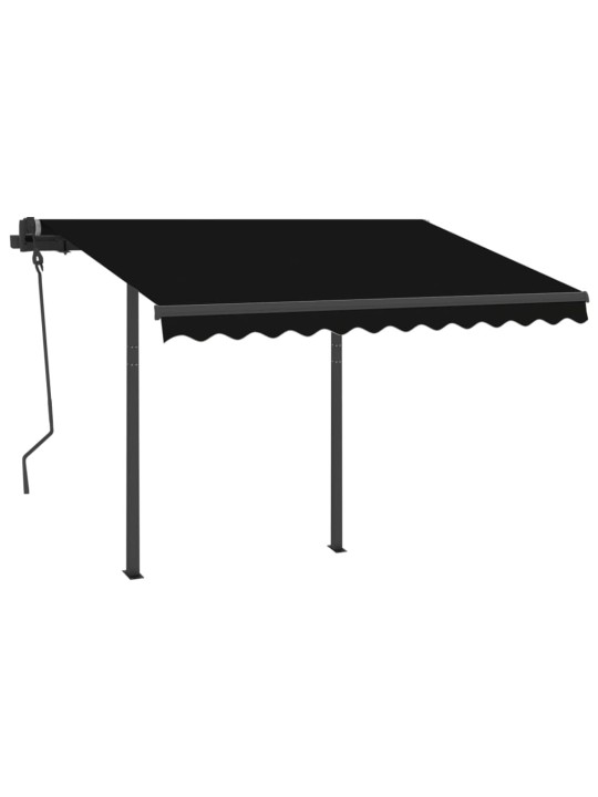 Izvelkama markīze ar stabiem, 3x2,5 m, manuāla, antracītpelēka