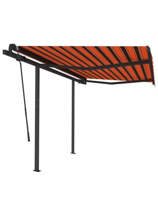 Izvelkama markīze ar stabiem, 3x2,5 m, manuāla, oranža un brūna