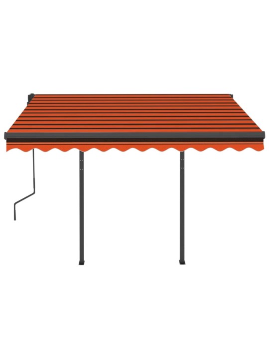 Izvelkama markīze ar stabiem, 3x2,5 m, manuāla, oranža un brūna