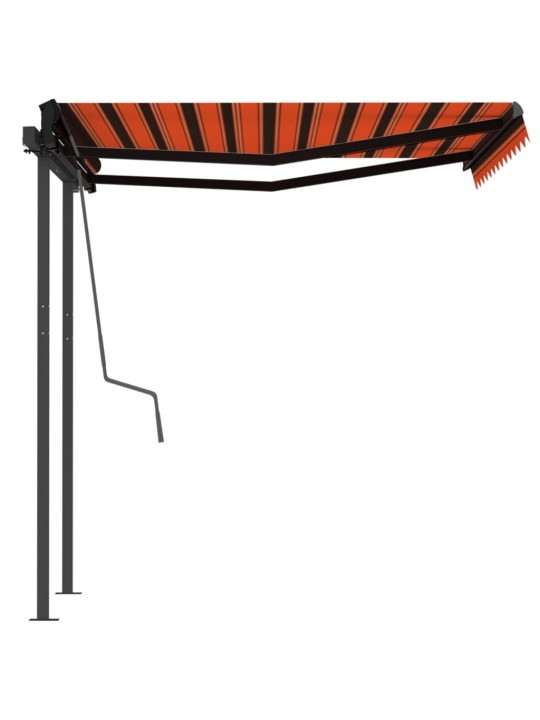 Izvelkama markīze ar stabiem, 3x2,5 m, manuāla, oranža un brūna