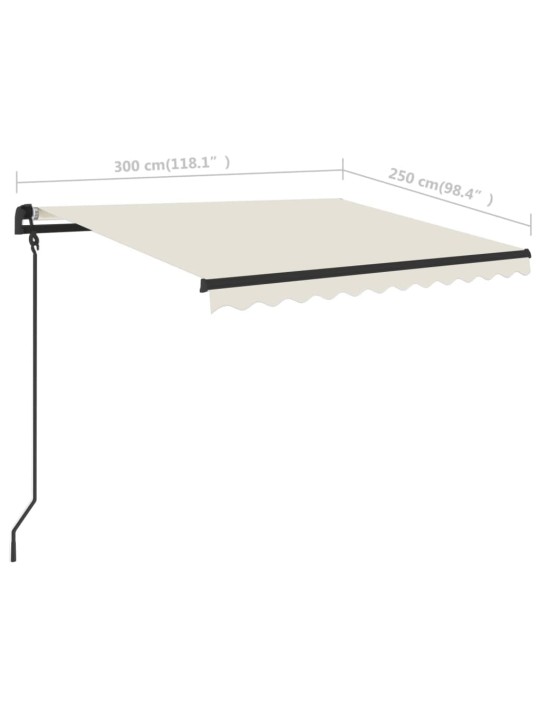 Izvelkama markīze ar led, 3x2,5 m, manuāla, krēmkrāsas