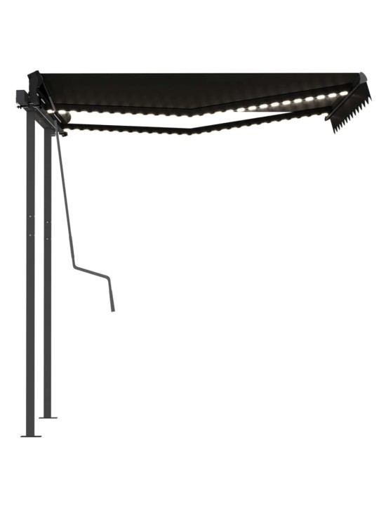 Izvelkama markīze ar led, 3x2,5 m, manuāla, antracītpelēka