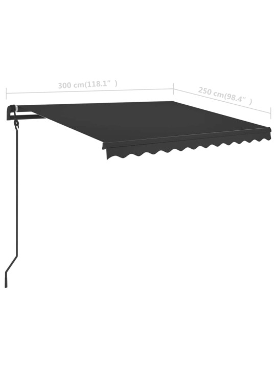 Izvelkama markīze ar led, 3x2,5 m, manuāla, antracītpelēka