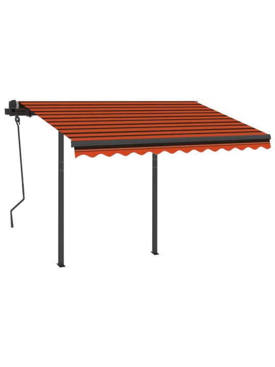 Izvelkama markīze ar led, 3x2,5 m, manuāla, oranža un brūna