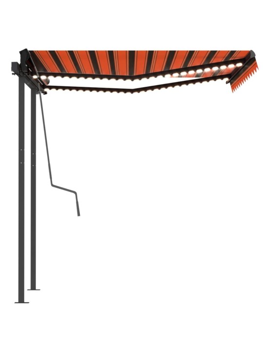 Izvelkama markīze ar led, 3x2,5 m, manuāla, oranža un brūna