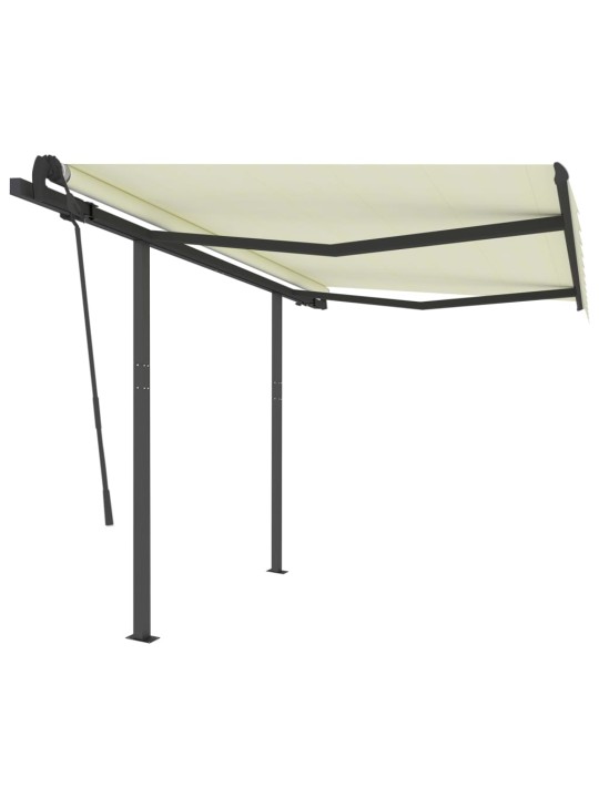Izvelkama markīze ar stabiem, 3x2,5 m, automātiska, krēmkrāsas
