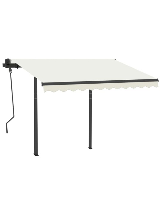 Izvelkama markīze ar stabiem, 3x2,5 m, automātiska, krēmkrāsas