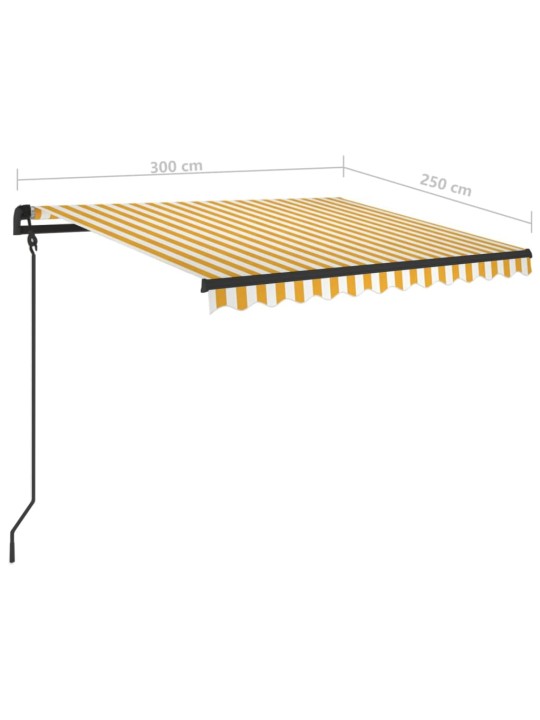 Markīze ar kātiem, 3x2,5 m, automātiska, dzelteni balta