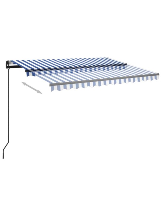 Markīze ar led un vēja sensoru, 3x2,5 m, zila ar baltu