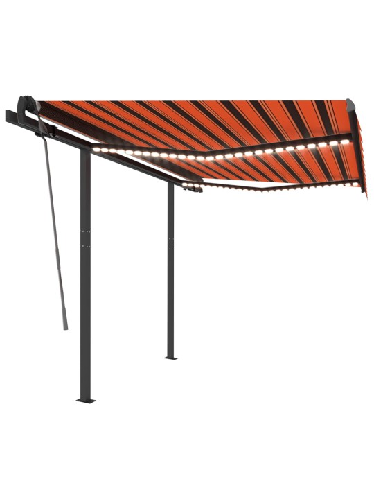 Markīze ar led un vēja sensoru, 3x2,5 m, oranža ar brūnu